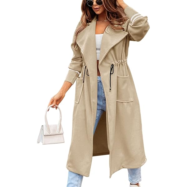 Amazon.com: chouyatou Women's Casual Knitted Sleeve Wool Trench